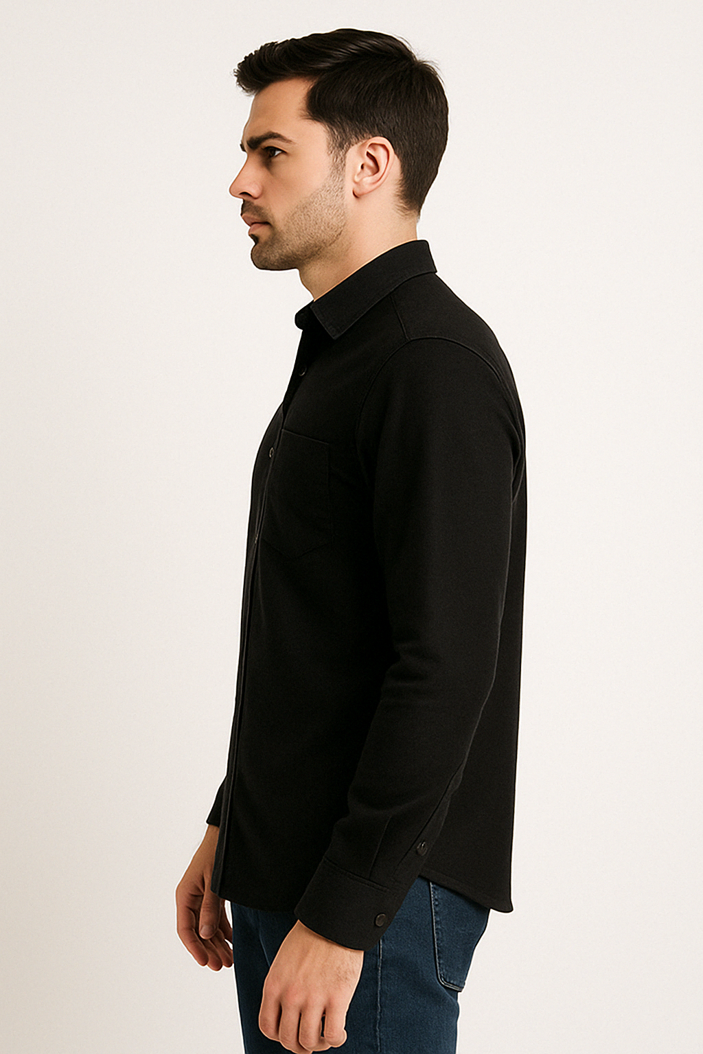 KEFLAA Premium Black Linen-Cotton Shirt – Full Sleeves