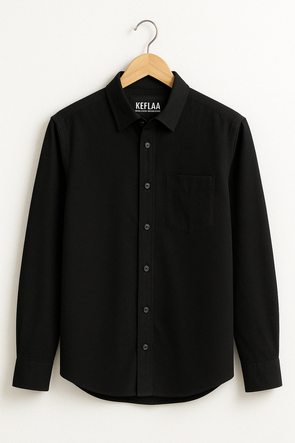 KEFLAA Premium Black Linen-Cotton Shirt – Full Sleeves