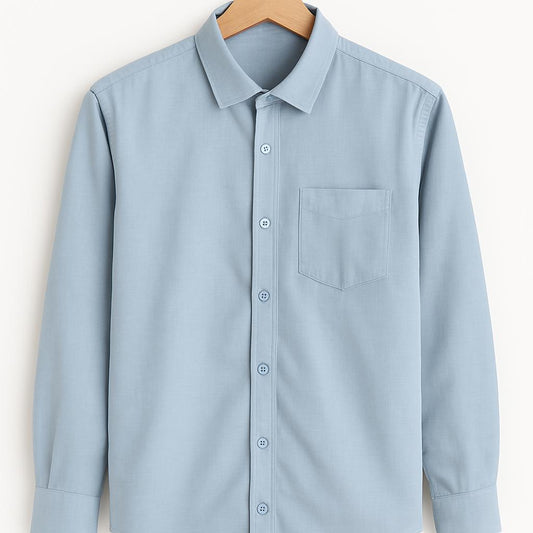 KEFLAA Light Blue Linen-Cotton Shirt – Classic Fit