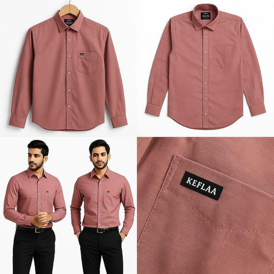 KEFLAA Men's Premium Linen-Cotton Shirt (Muted Rose)